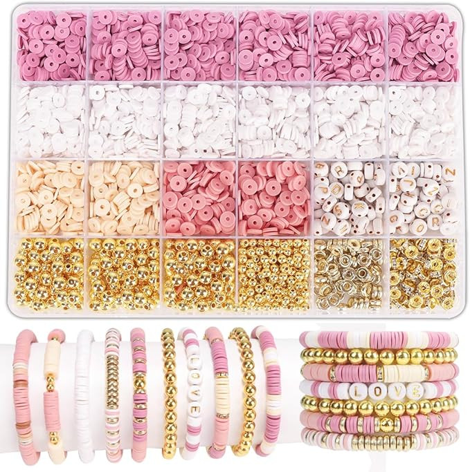 LFLIUN Bracelet Making Kit Gold Beads Clay Beads Jewelry&Bracelet Making Kit Charm Bracelet Maker... | Amazon (US)
