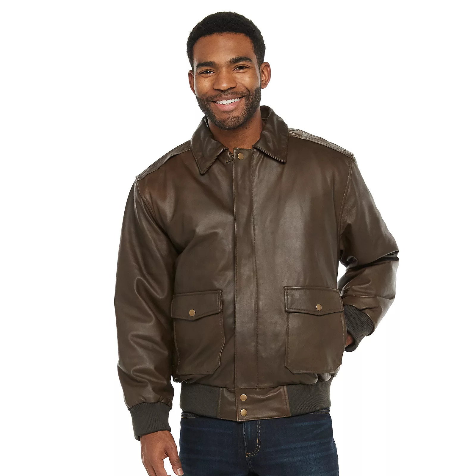 Men's Vintage Leather Distressed Leather Jacket, Size: Medium, Brown | Kohl's