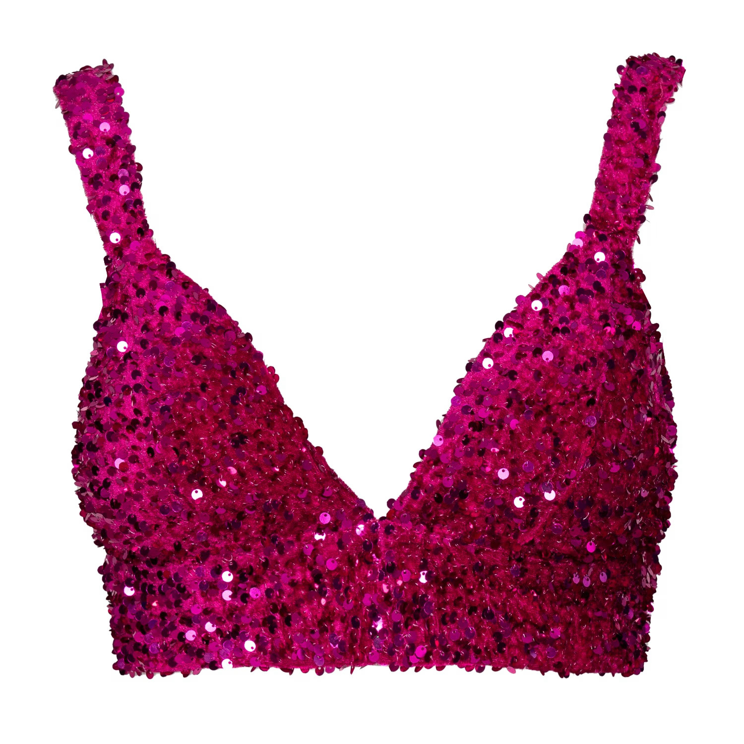 Liza Sequin Bra Top In Magenta | Wolf & Badger