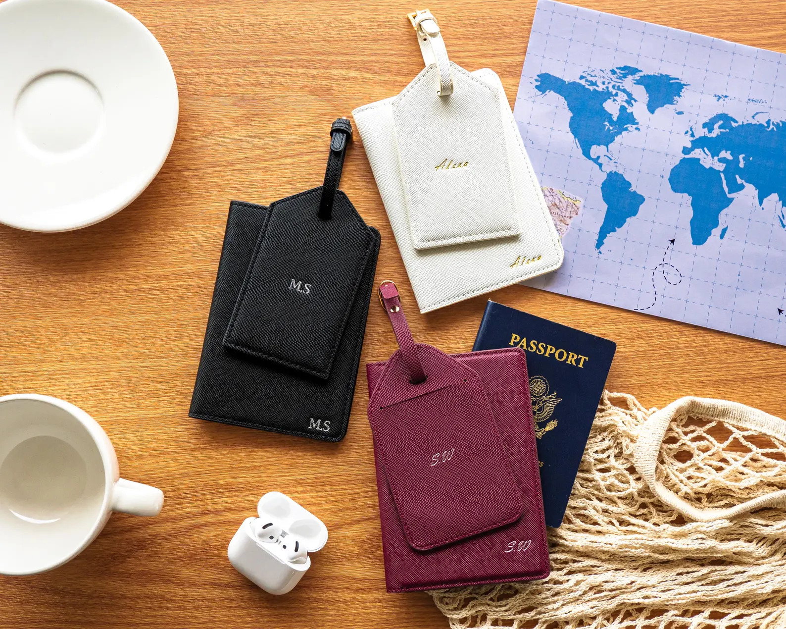 Personalized Passport Holder, Custom Passport Cover, Leather Passport Holder and Luggage Tag Cust... | Etsy (US)