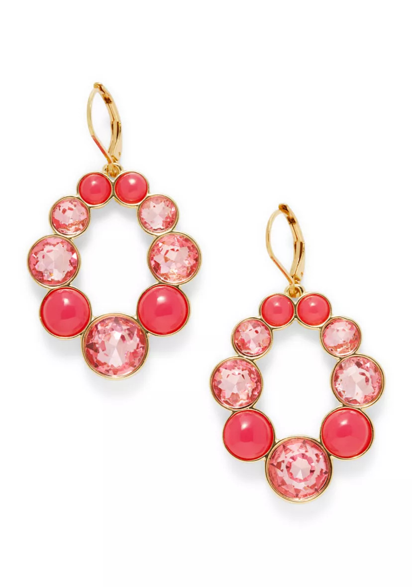 Bezel Stone Oval Drop Gold Tone Earrings | Belk