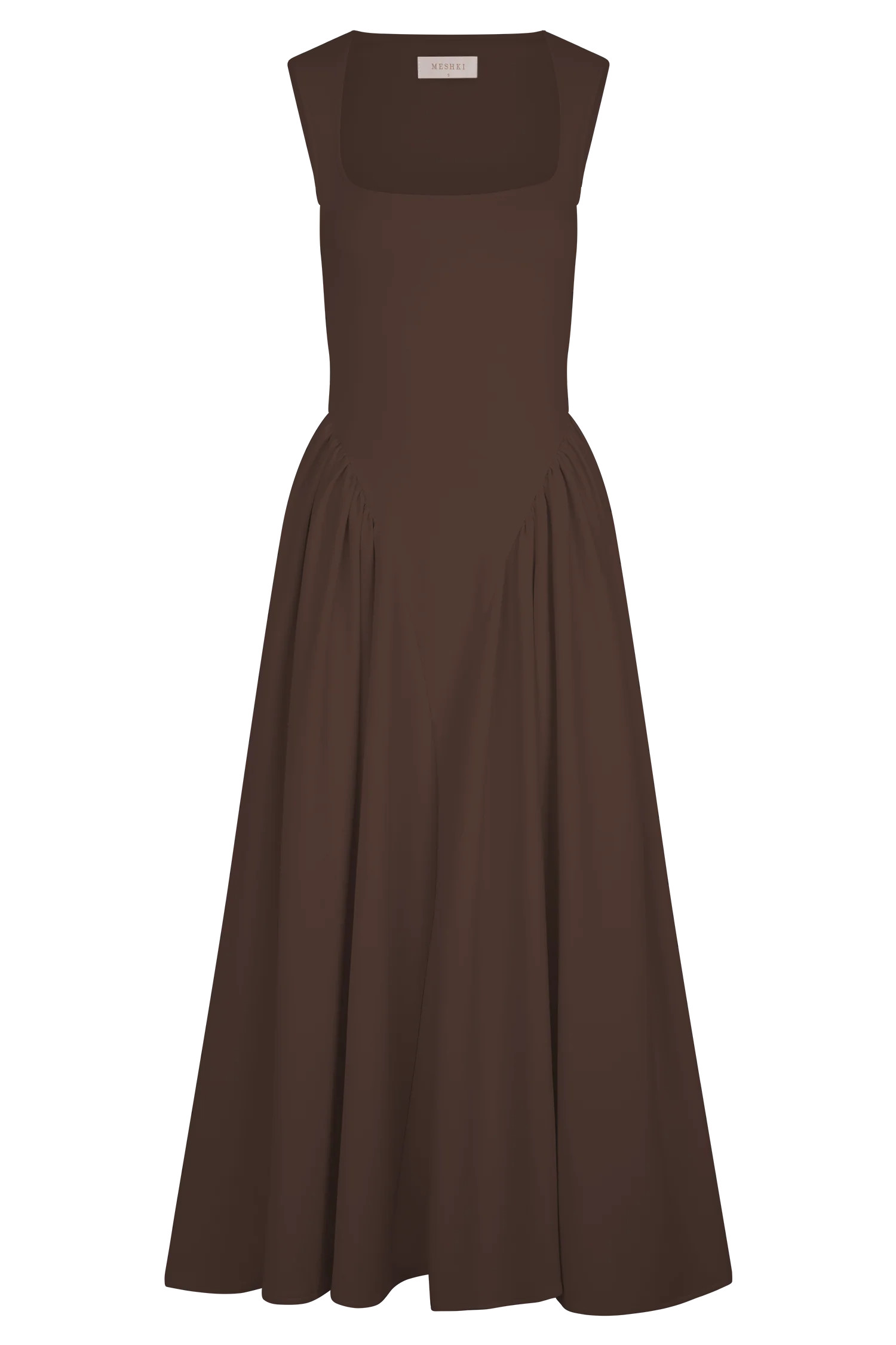Sharon Scuba Jersey Midi Dress - Cacao Brown | MESHKI US