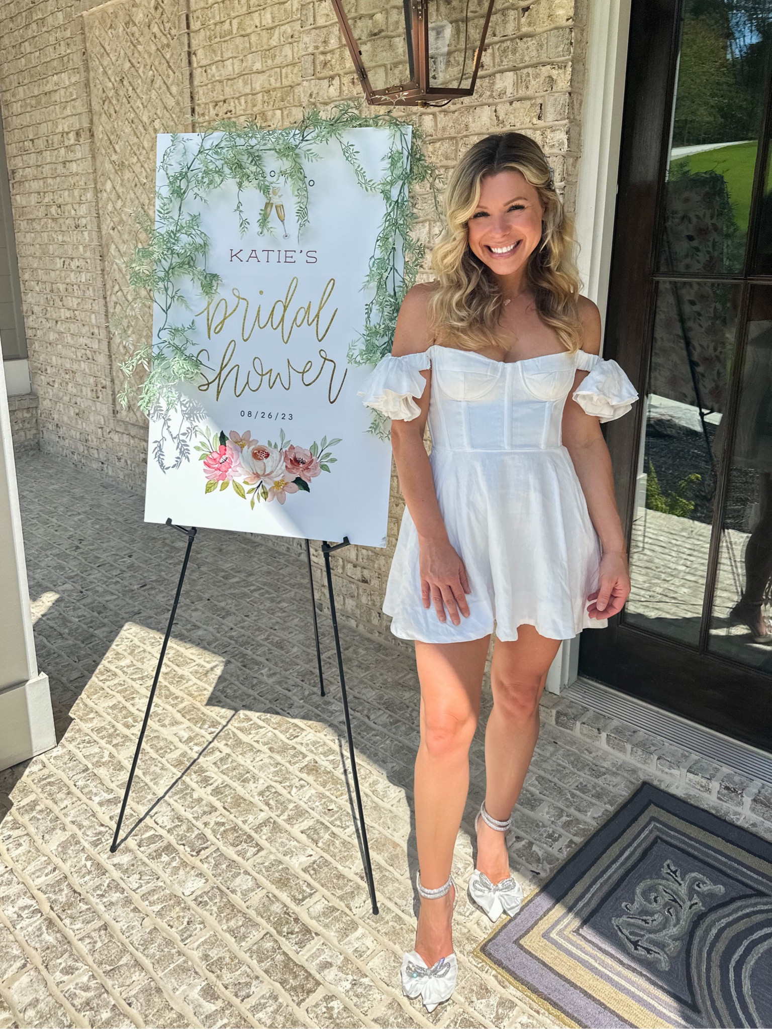 Wedding shower dress, white dress, revolve, bride, bridal shower, mini dress, bow heels, white heels, wedding shoes 

#LTKparties #LTKshoecrush #LTKwedding