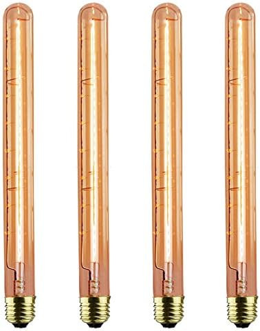 GOENDR T300/T10 Long Light Bulb, E26 Base Amber Vintage Edison Bulb, Dimmable Tubular Unique Deco... | Amazon (US)
