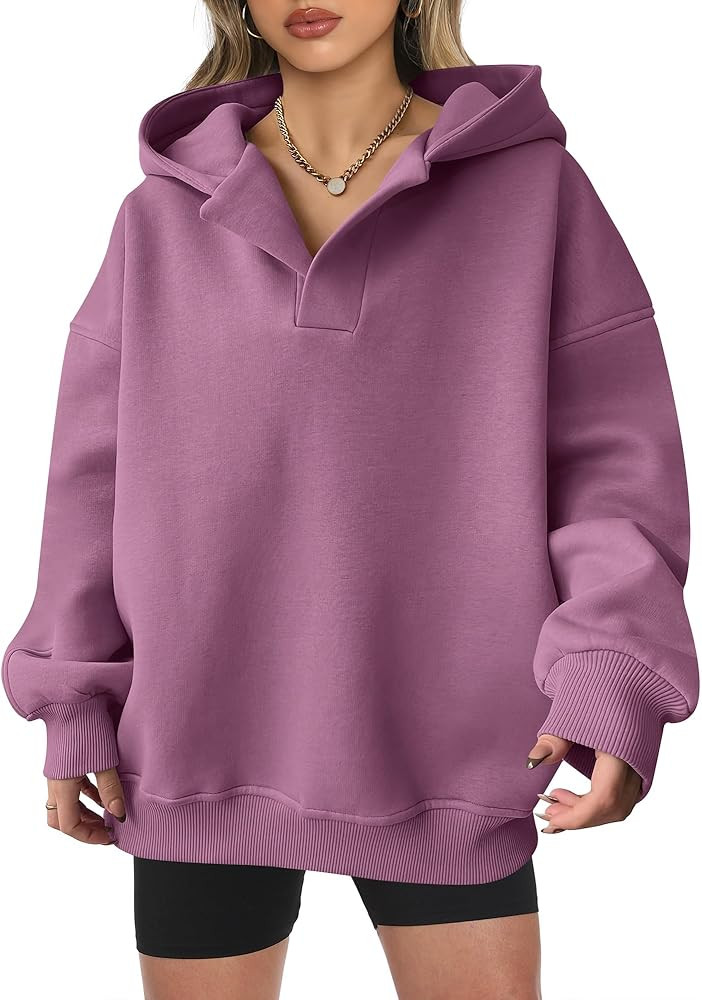 ANRABESS Womens Oversized Hoodies V Neck Sweatshirts Fleece Long Sleeve Pullover Y2K Clothes 2025... | Amazon (US)