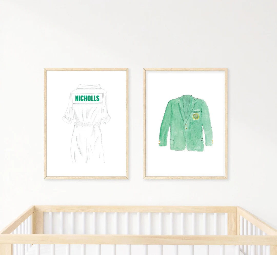 Watercolor Golf Masters Caddie Uniform Custom | Golf Nursery Wall Decor | Boy Nursery Wall Art | ... | Etsy (US)