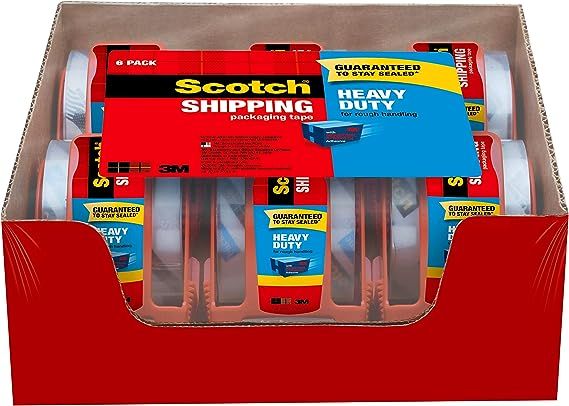 Scotch Heavy Duty Shipping Packaging Tape, 6 Rolls with Dispenser, 1.88" x 22.2 yd, 1.5" Core, Gr... | Amazon (US)