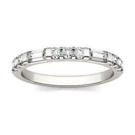 0.50 CTW DEW Straight Baguette Forever One Moissanite Multi Stone Channel Set Wedding Band in 14K... | Charles & Colvard