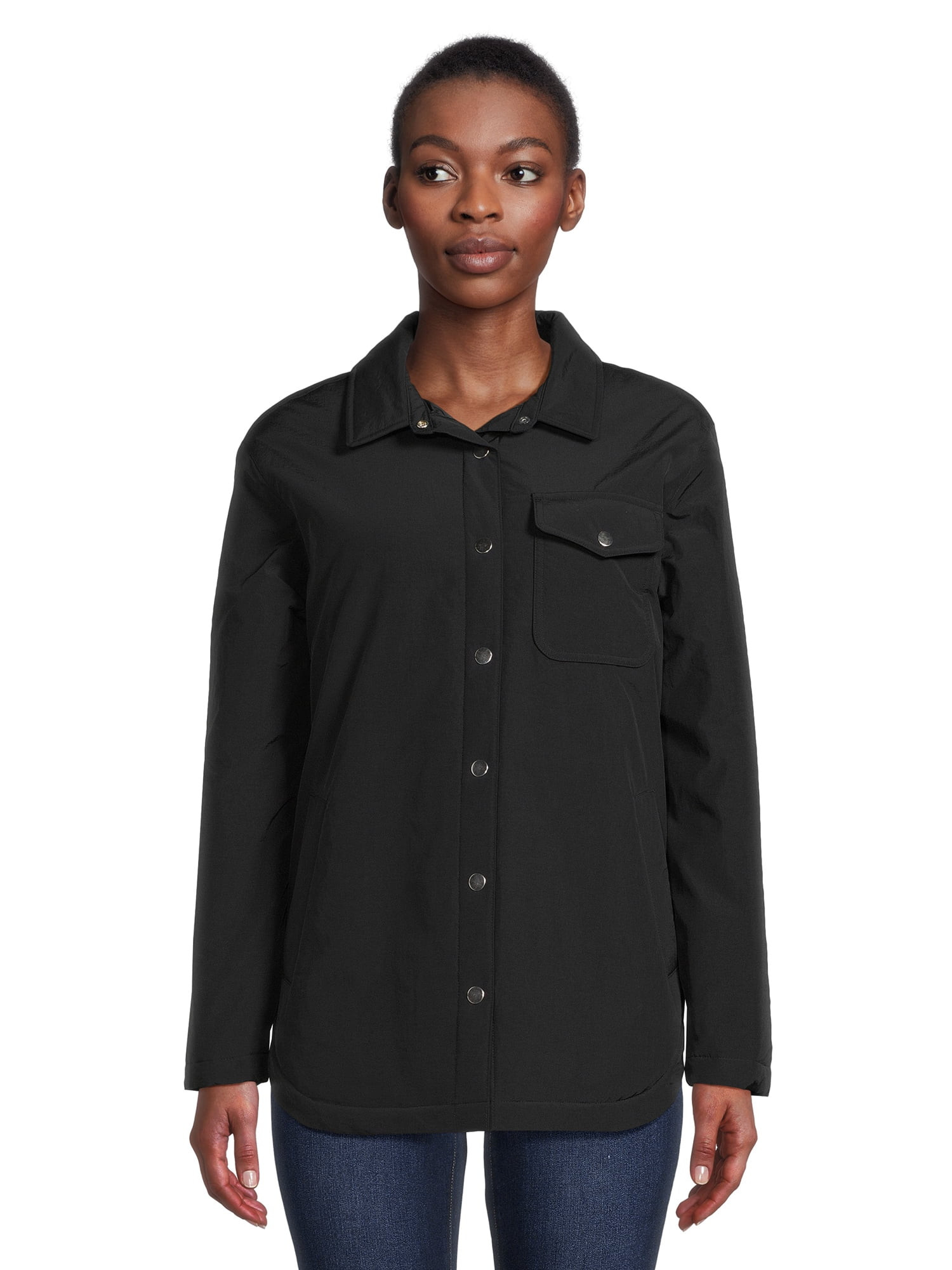Time and Tru Women's Snap Front Shacket, Sizes XS-3X | Walmart (US)