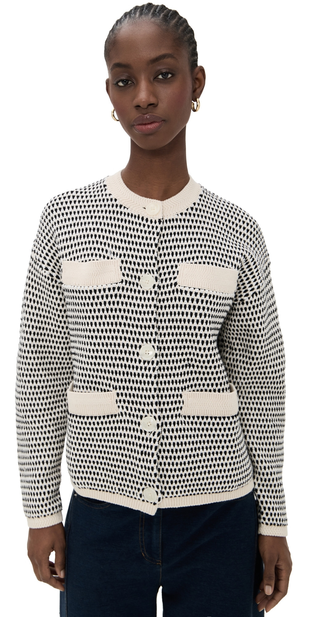 Varley Tidewell Textured Knit Jacket Birch Multi Stitch M | Shopbop