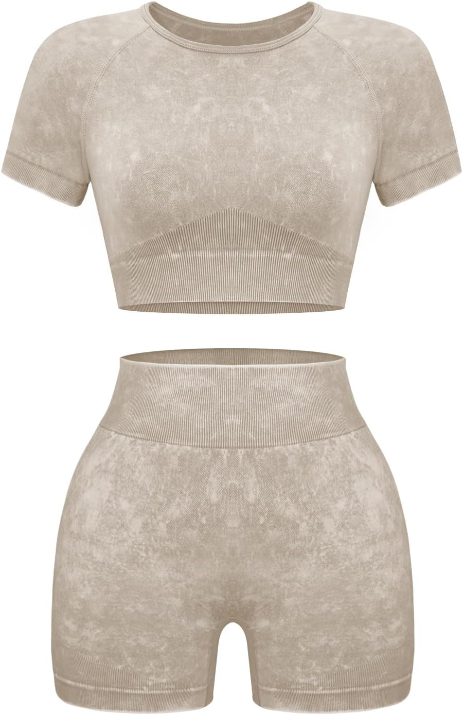 Women Workout Sets 2 Piece Seamless Gym Shorts Crop Top | Amazon (US)