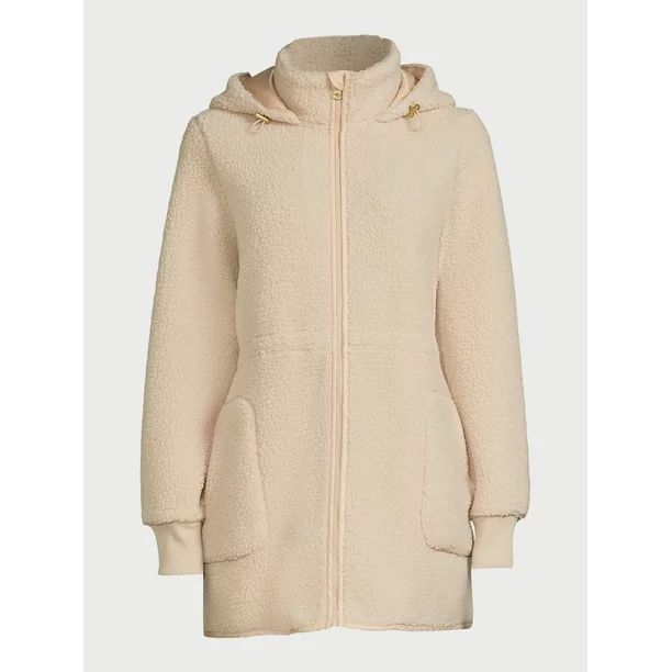 Time and Tru Women’s Faux Sherpa Jacket with Hood, Sizes S-2X | Walmart (US)