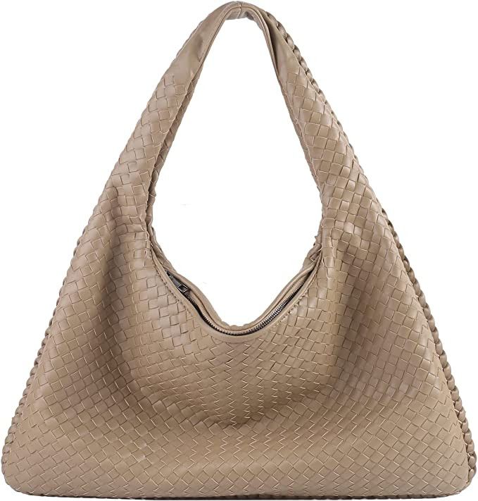 LMKIDS Women's Leather Woven Tote Handbag,Handmade Large Capacity Shoulder Bags Travel Bag Shoppe... | Amazon (US)