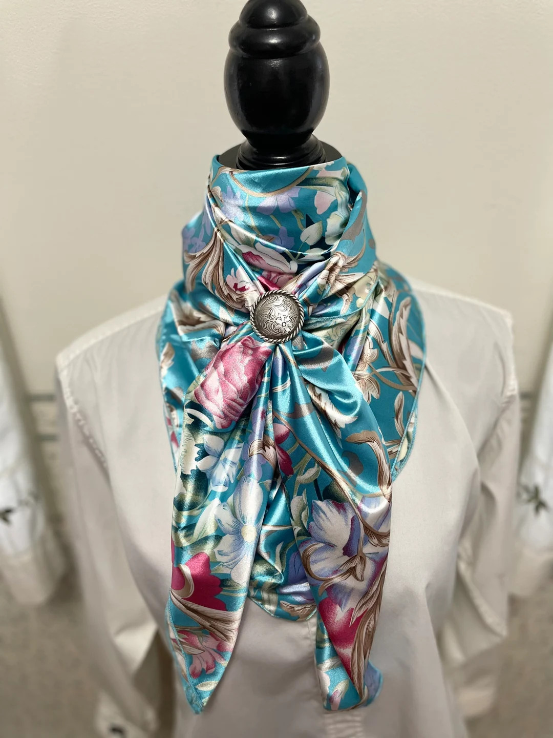 Wild Rag Light Turquoise Floral - Etsy | Etsy (US)