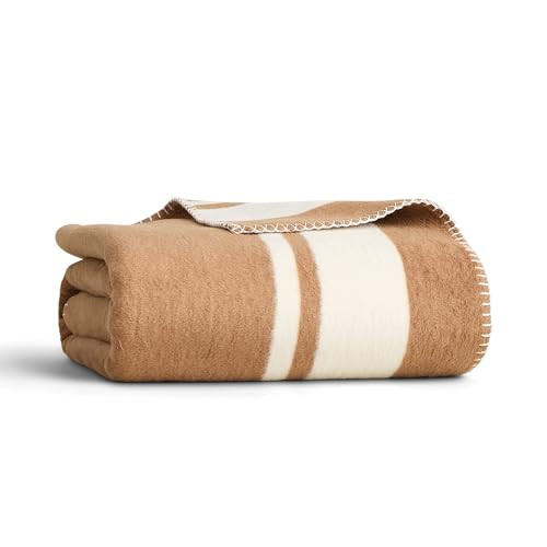 Preston Lane Highrise Throw Blanket – 50" x 70", Premium Cotton-Blend, Soft and Fluffy Throw for Couch, Bed, or Living Room, Cozy and Warm, Made in Portugal, Camel | Amazon (US)