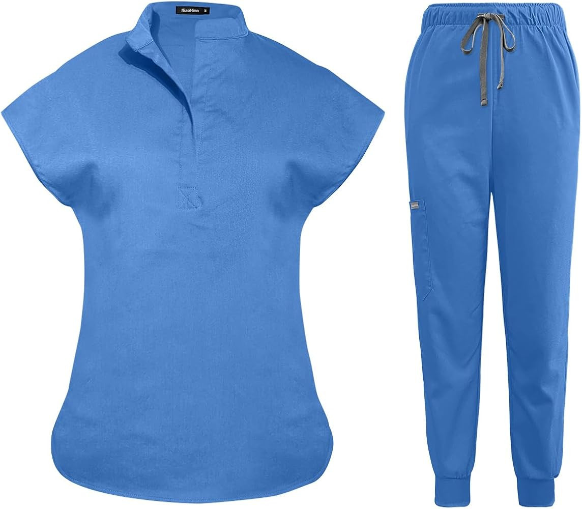 niaahinn Scrubs Set for Women Nurse Uniform Jogger Suit Stretch Top & Pants with Multi Pocket for... | Amazon (US)