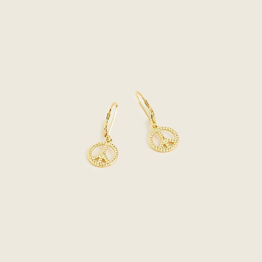 Demi-fine 14k gold-plated peace earrings | J.Crew US