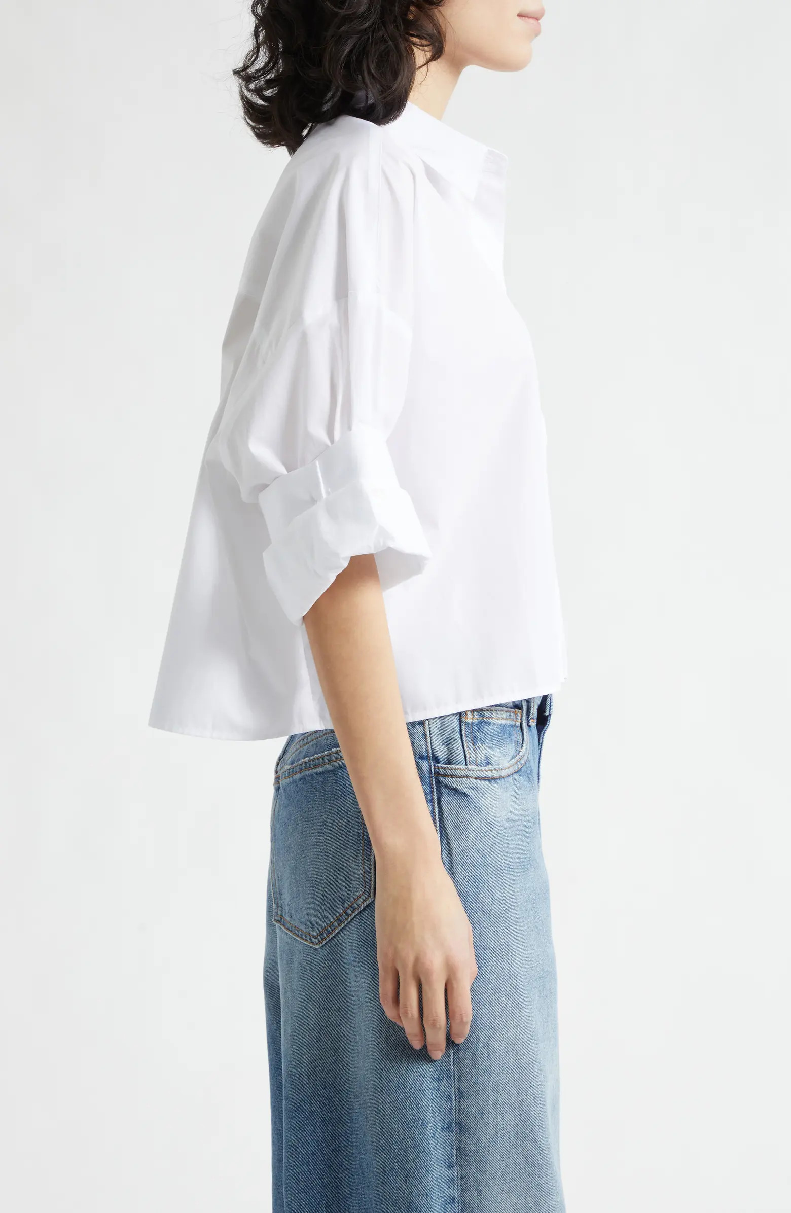Next Ex Crop Button-Up Shirt | Nordstrom