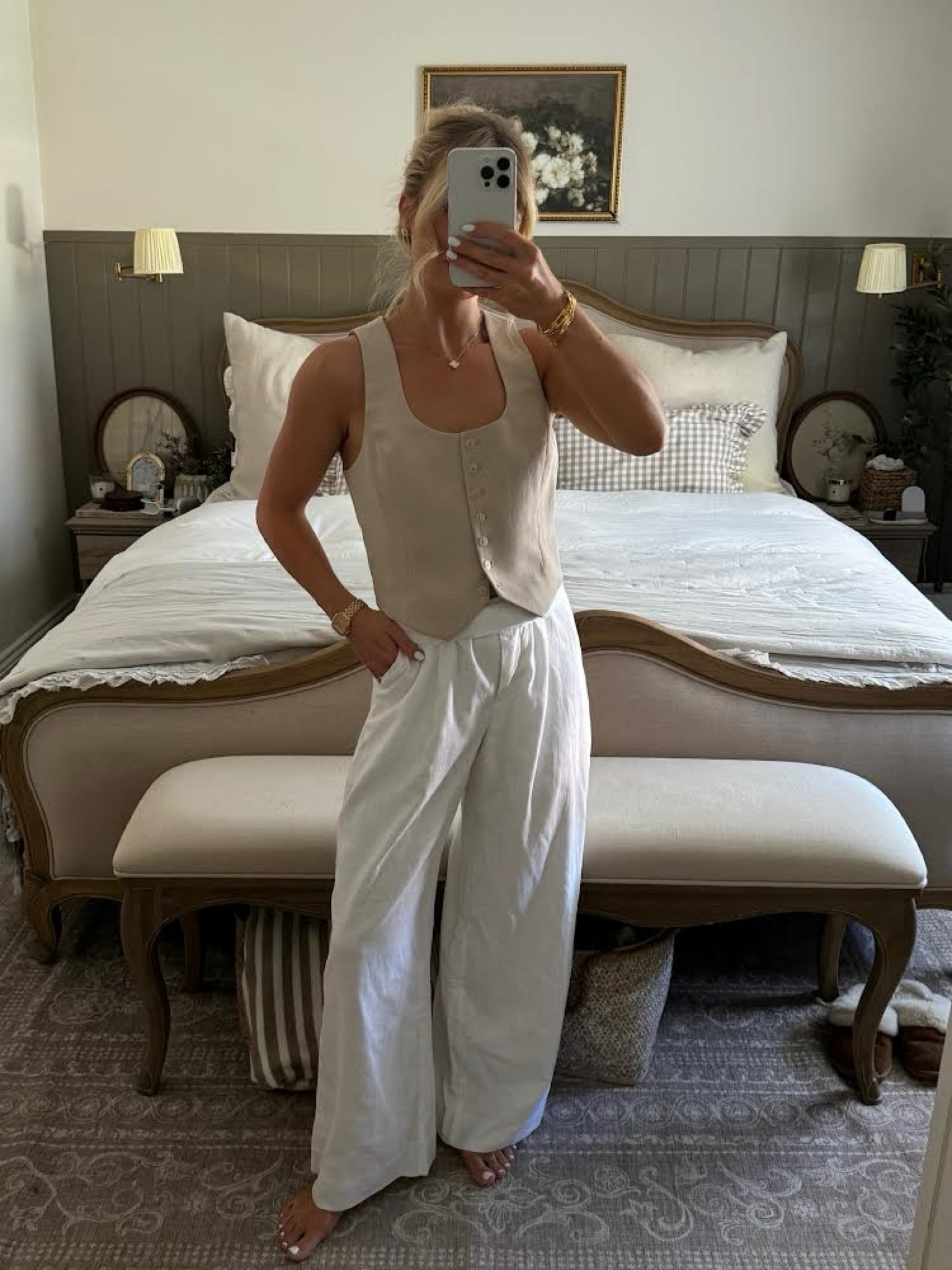 Linen Trousers, A&F, White Trousers, Waistcoat, Summer Outfit, Neutral tones, Casual chic, Summer style, Trendy look, Fashion inspo, Chic and casual

#LTKsummer #LTKeurope #LTKstyletip