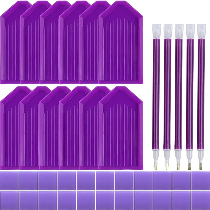 QYING 39PCS Purple 5D Diamond Art Painting Tools and Accessories Kits,with 12 Plastic Diamond Art... | Amazon (US)
