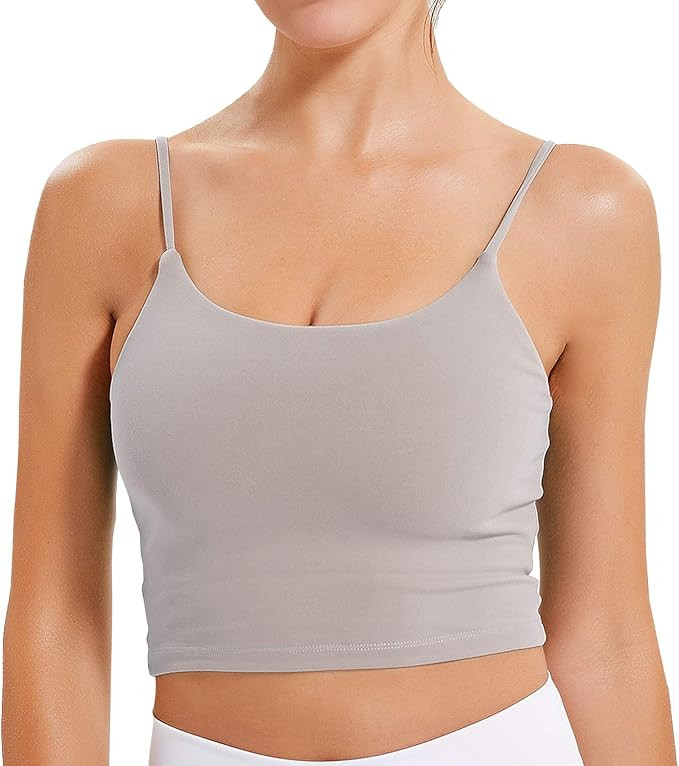 Lavento Women's Longline Sports Bra Yoga Cami Tank Top with Built in Bra | Amazon (US)
