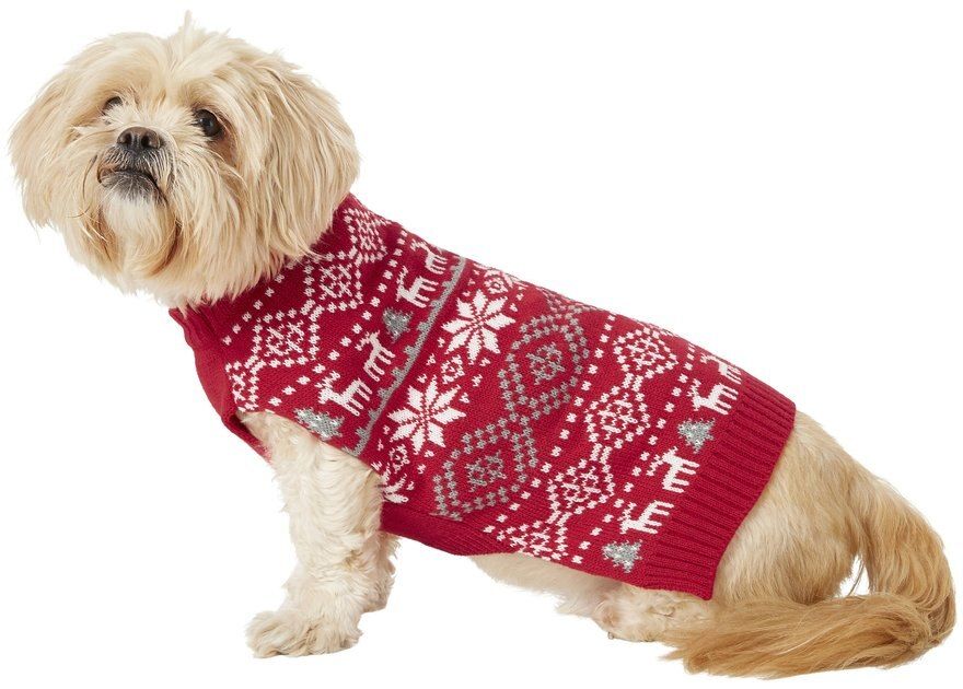 Frisco Reindeer Fair Isle Dog & Cat Christmas Sweater, Red | Chewy.com