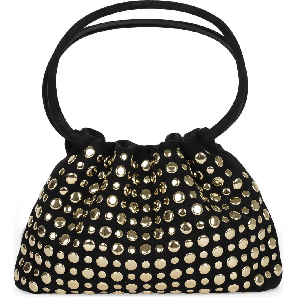 Jeffrey Campbell Lil-Brat Leather Handbag in Black Suede Gold at Nordstrom | Nordstrom