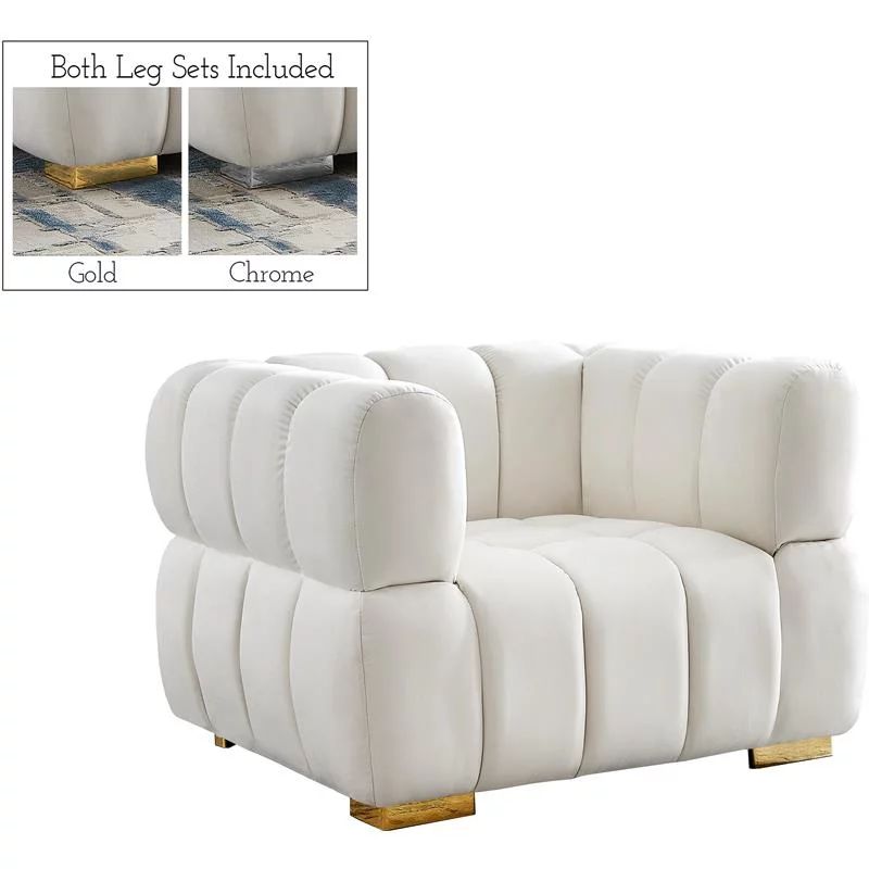 Meridian Furniture Gwen Cream Velvet Chair | Walmart (US)