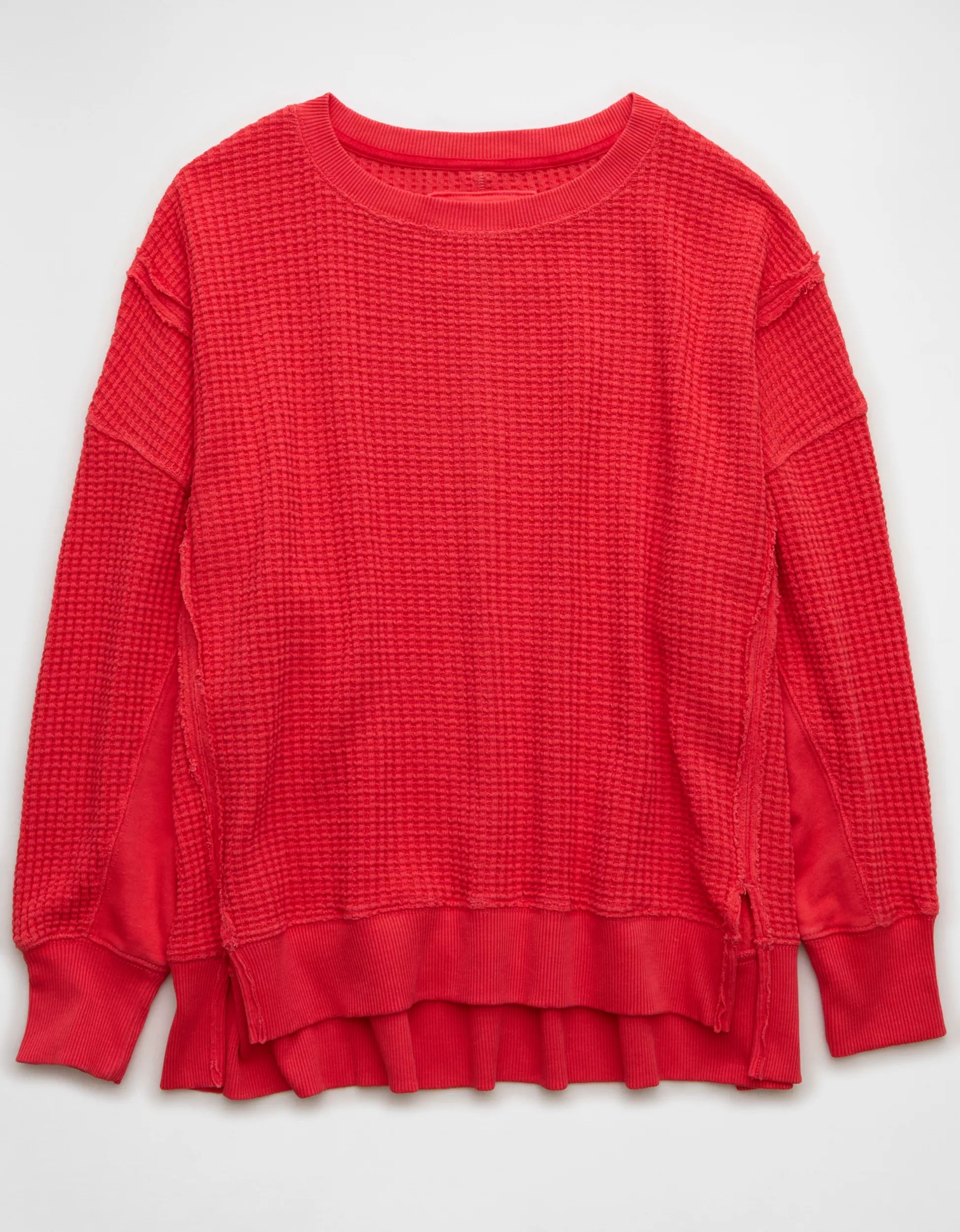 AE Big Hug Waffle Crew Neck Sweatshirt | American Eagle Outfitters (US & CA)