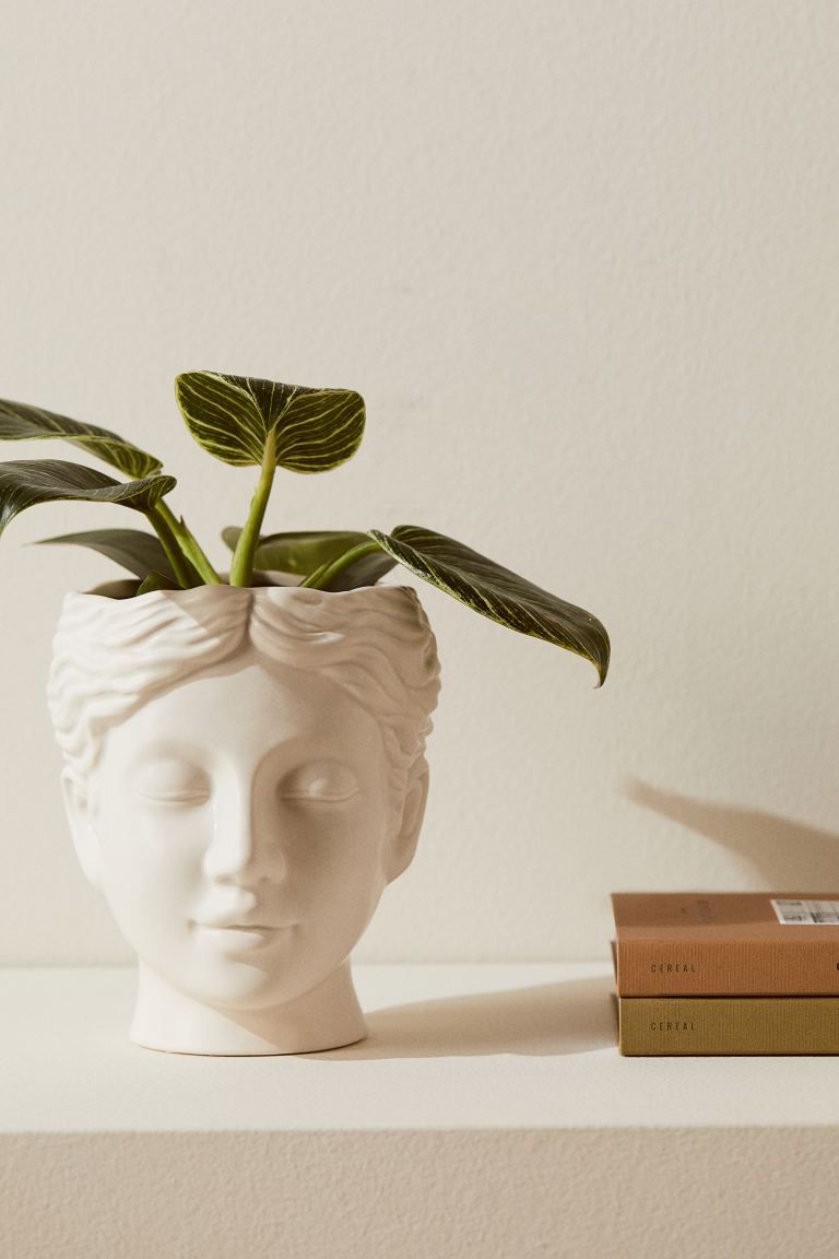 Stoneware Head Plant Pot - White - Home All | H&M US | H&M (US + CA)