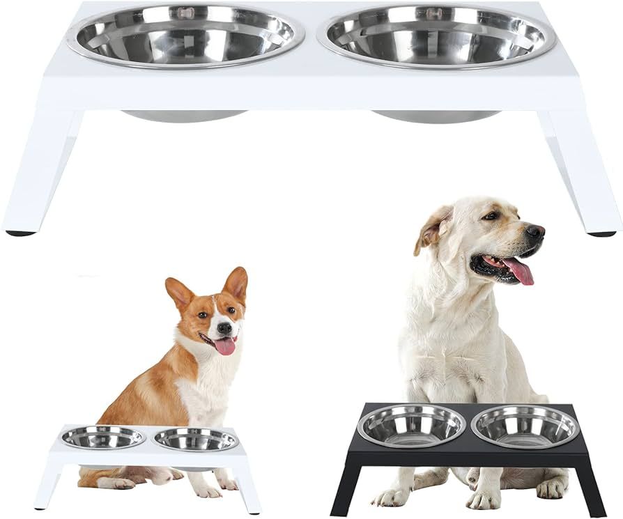 Elevated Feeding Bowls for Dogs – Metal Frame with a Folding Shelf and Two Stainless Steel Bowl... | Amazon (US)