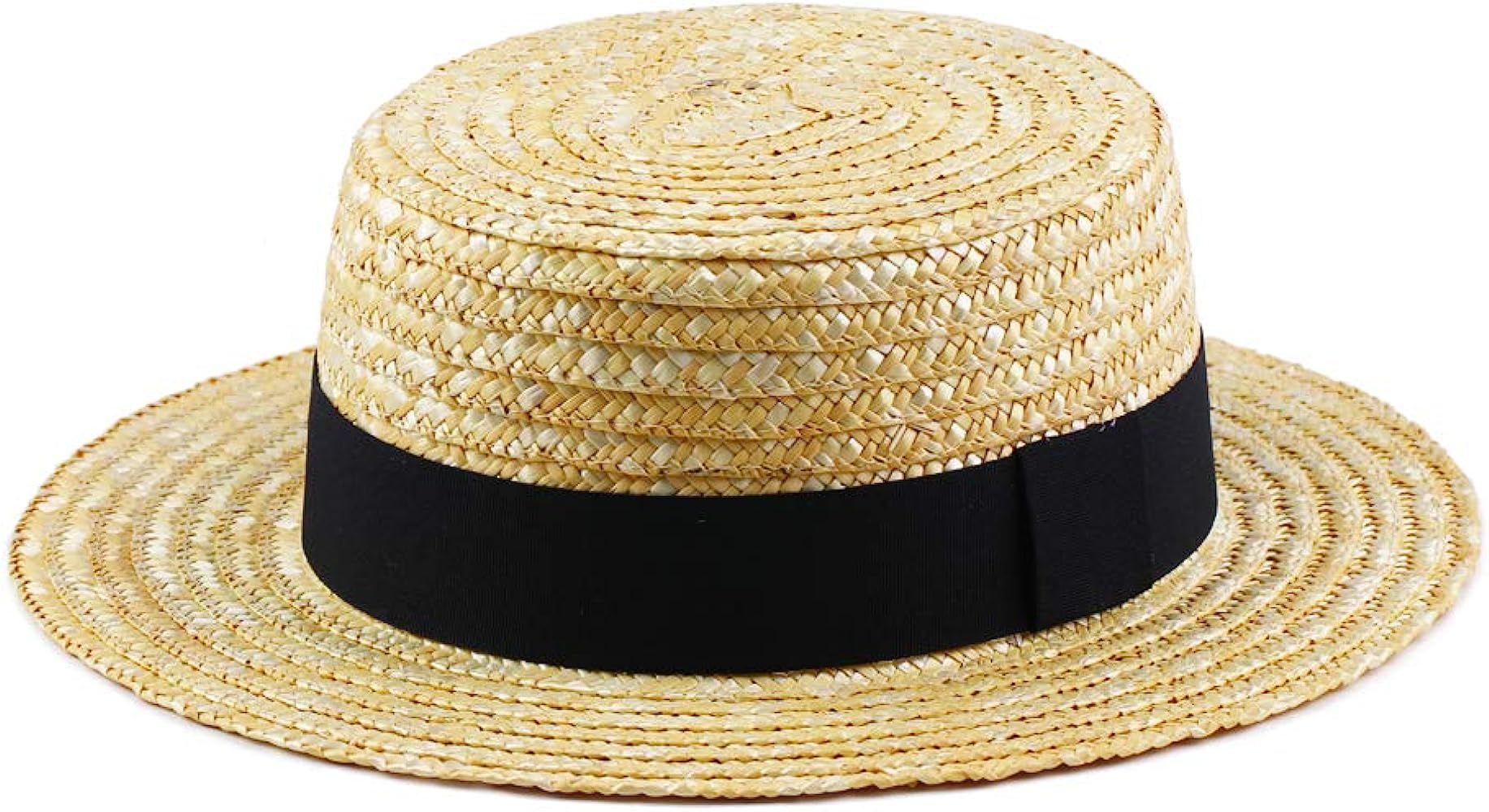 Daesan Boater Hats Straw Skimmer Hat Wide Brim Men Women 1920s Gondolier Amish Roaring 20's Hallo... | Amazon (US)