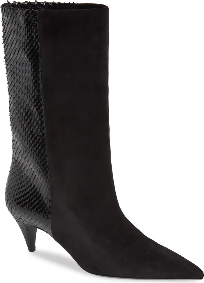 Saint Laurent Genuine Python & Suede Bootie (Women) | Nordstrom | Nordstrom