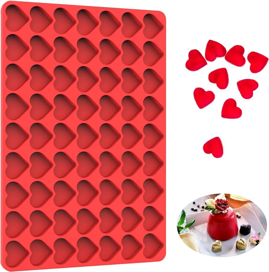 sofliym Heart Silicone Molds for Gummy, Candy, Chocolate, Small Homemade Treats Molds with Scraper (1 PCS heart) | Amazon (US)