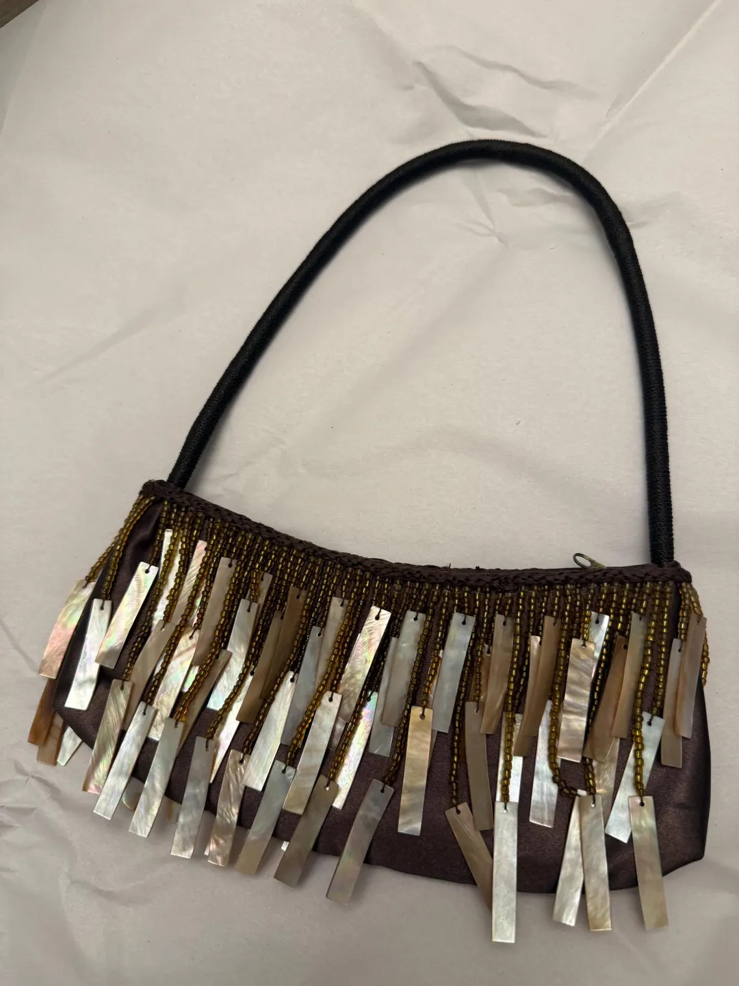 Handmade Seashell Beaded Silk Shoulder Bag/purse - Etsy | Etsy (US)