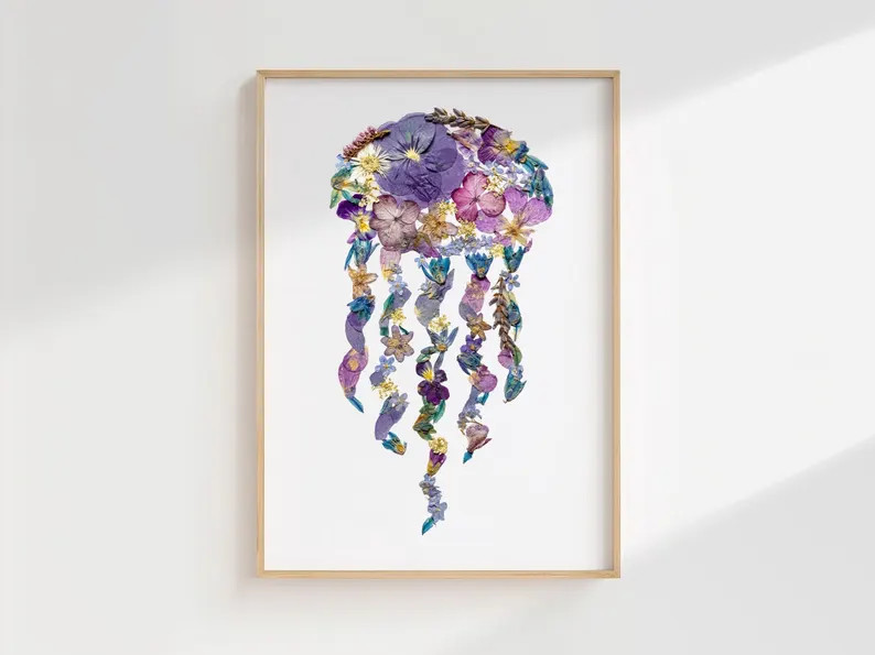 Digital Jellyfish Ocean Art Print | Beachy Wall Decor | Coastal Inspired Printable Artwork | Naut... | Etsy (US)