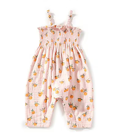 Angel Dear Baby Girls Sweet Clementines Smocked Romper - 3/6 Months | Dillard's