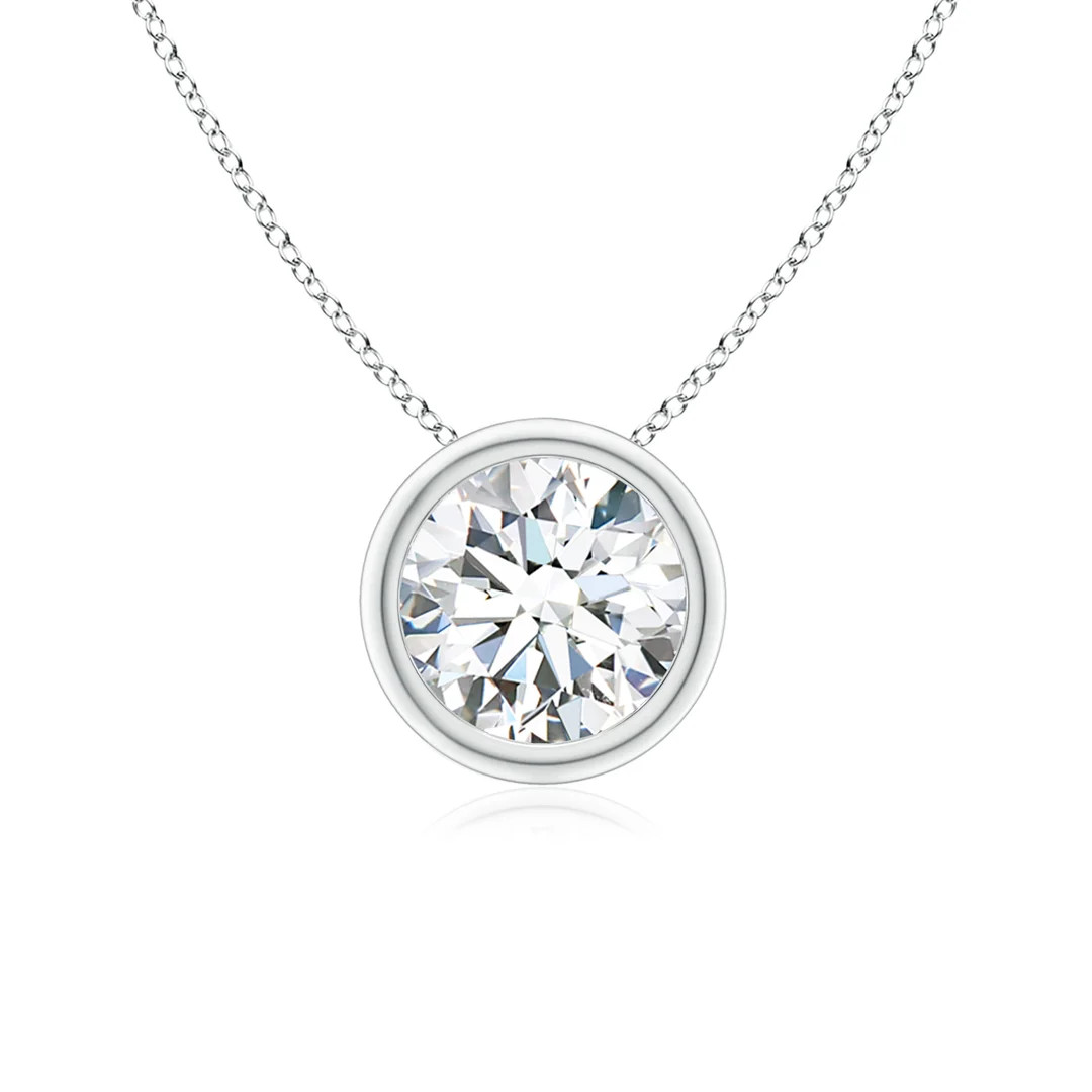 Lab-Grown Bezel-Set Round Diamond Solitaire Pendant | Angara Inc.