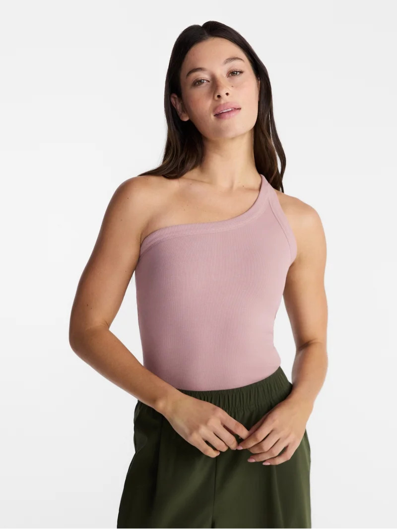 Avia Women's One Shoulder Ribbed Tank Top, Sizes XS-XXXL - Walmart.com | Walmart (US)