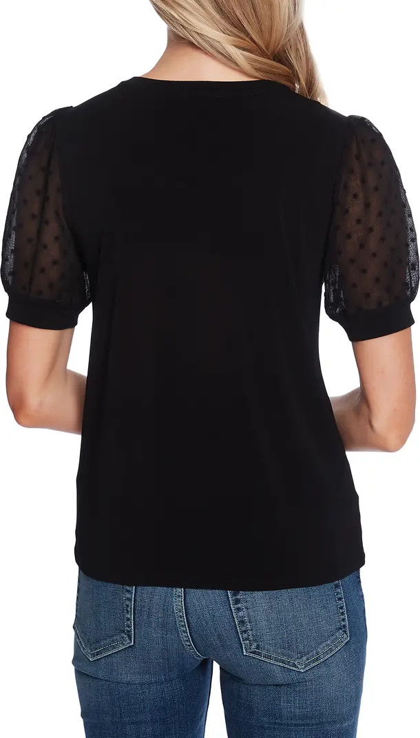 CeCe Puff Sleeve Mixed Media Top | Nordstrom | Nordstrom