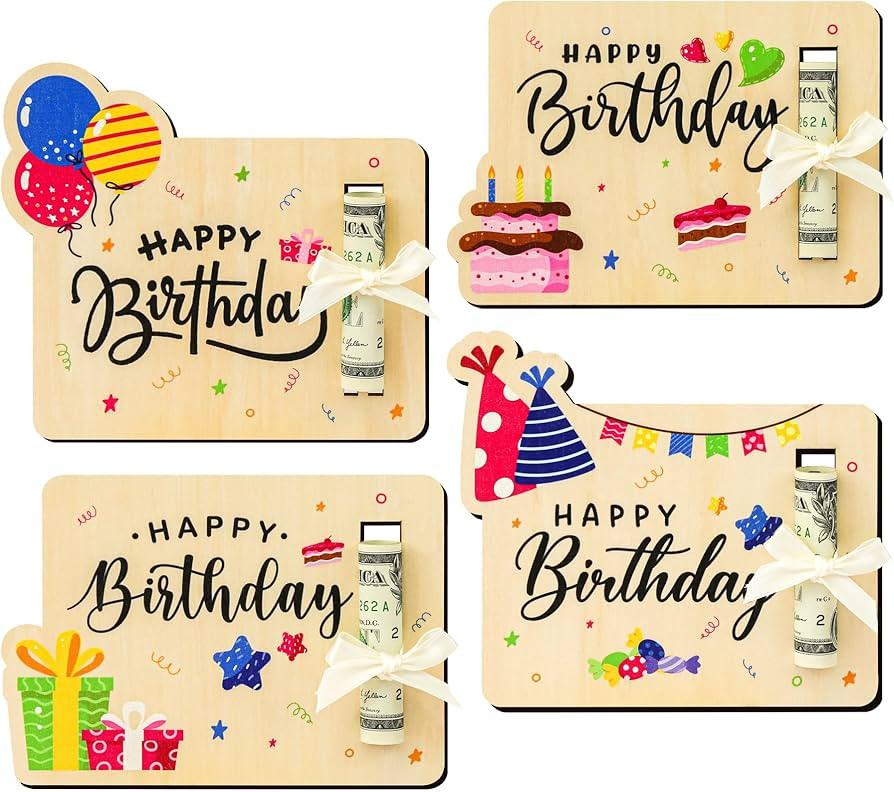 STOFINITY Birthday Money Holder for Cash Gift Ideas - Fun Money Gift Cash Holder, Wooden Money Bi... | Amazon (US)