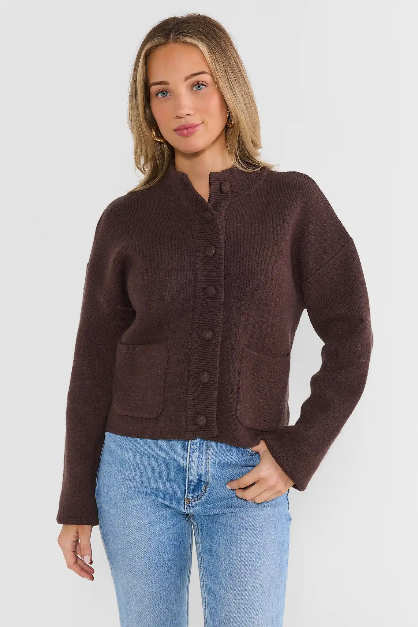 Brown Button Front Cardigan | Avara