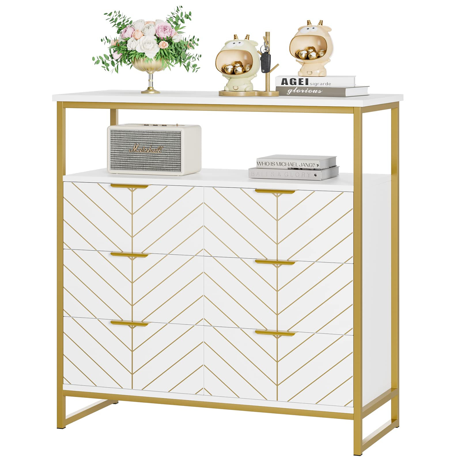 FACBOTALL 6 Drawer Dresser, Modern Dresser for Bedroom with 6 Drawers & Shelf, Large Capacity Dre... | Amazon (US)