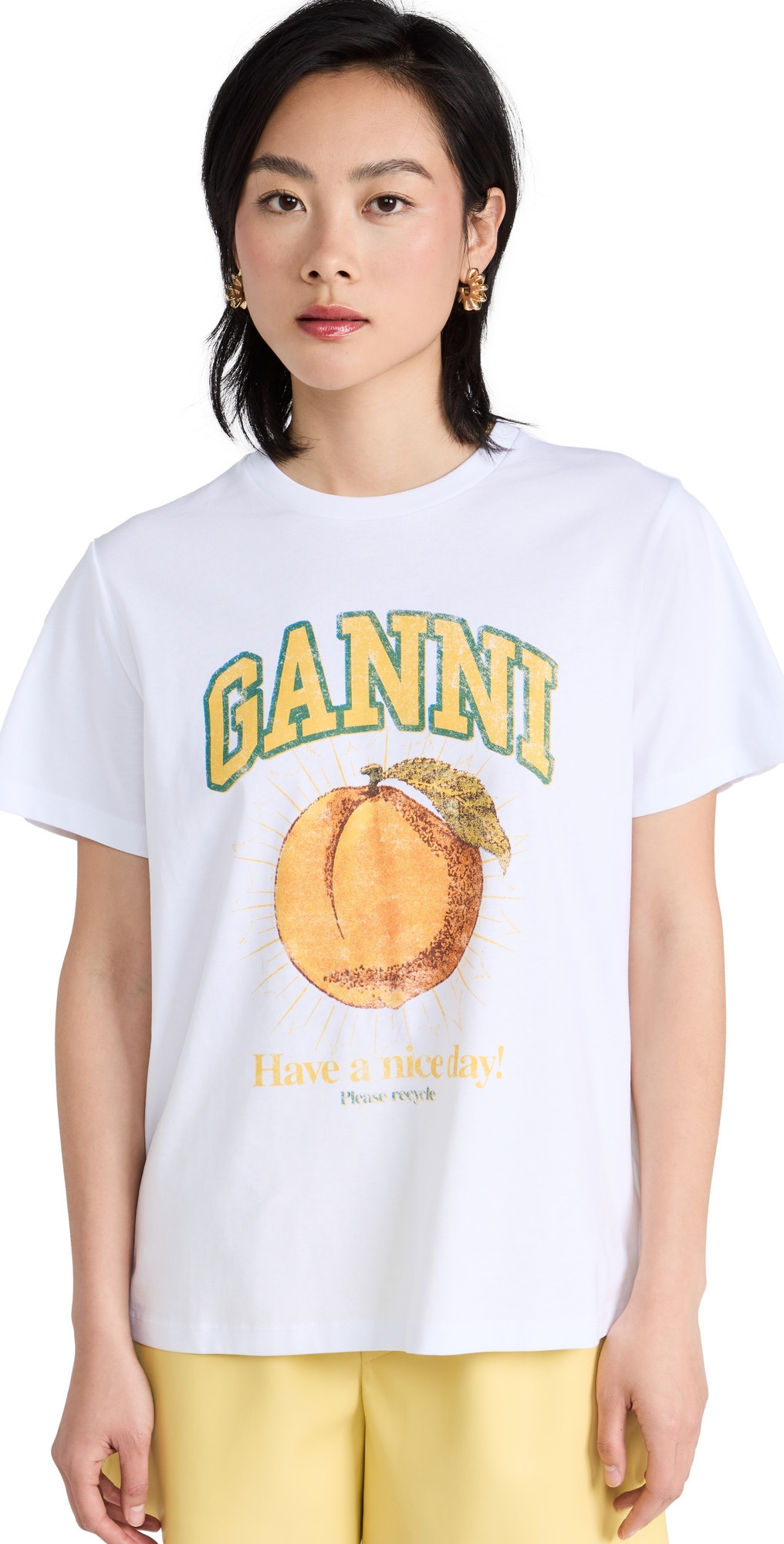 GANNI Basic Jersey Peach Relaxed Tee Bright White XXS | Shopbop