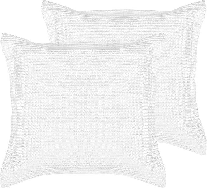 Levtex Home - Cloud Waffle Bright White Euro Shams - Waffle Weave - Bright White - Euro Sham Set ... | Amazon (US)