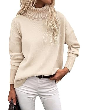 Zeagoo Women's Turtleneck Sweater 2026 Fall Winter Chunky Knitted Pullover High Low Hem Trendy Ba... | Amazon (US)