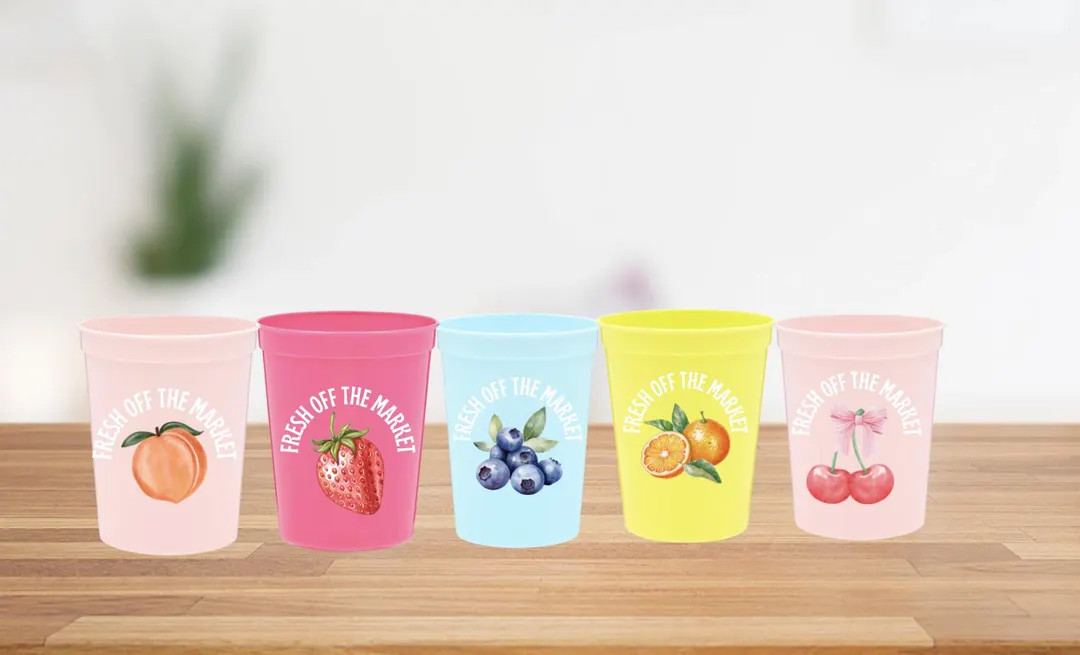 Fresh off the Market Bachelorette Cups | Bachelorette Party Favors Orange Cherries Blueberries St... | Etsy (US)