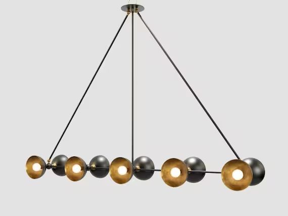 Mid Century Style 10 Lights Shade Sputnik Brass Chandelier - Etsy | Etsy (US)