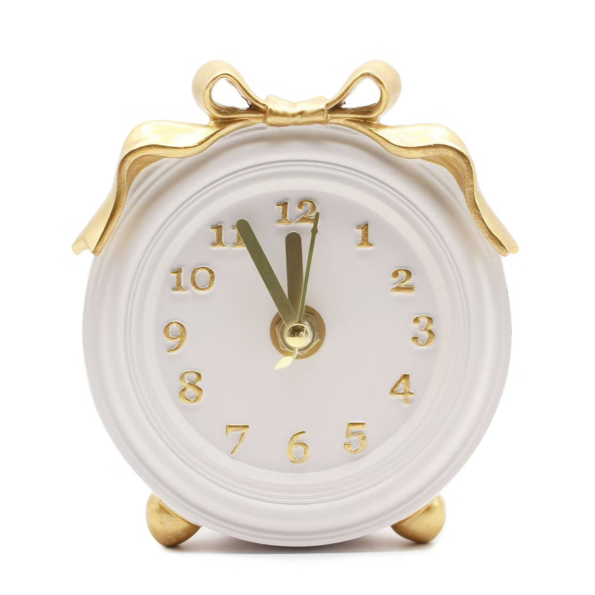 National Brand White Tabletop Clock with Gold Bow Detail | Target