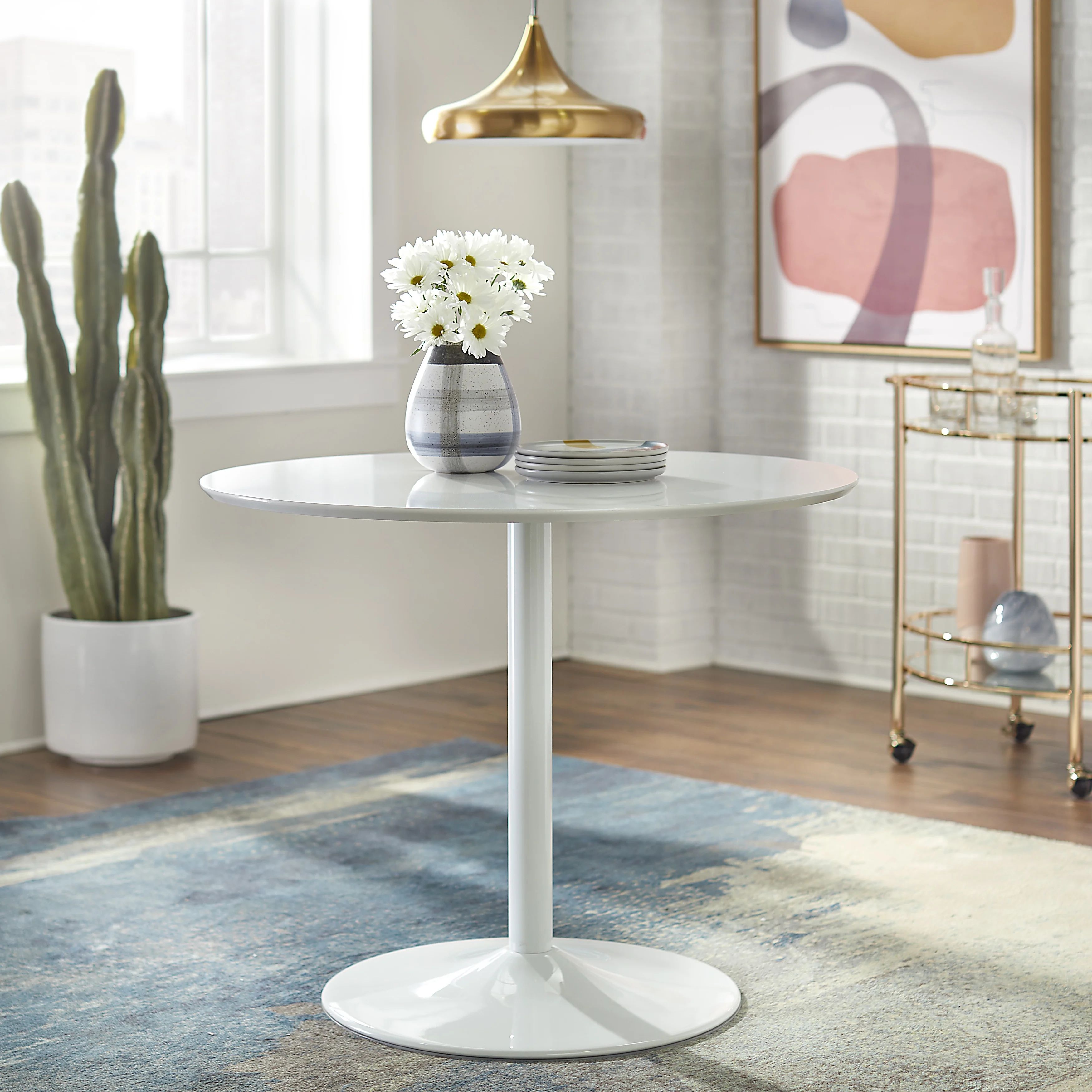 TMS Pisa Round Dining Table, White Finish | Walmart (US)